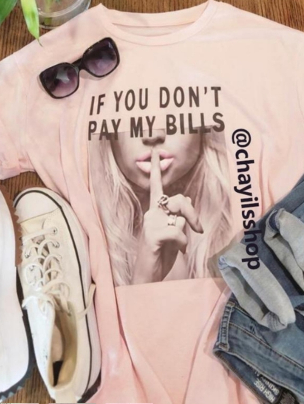 If You Don't Pay My Bills Graphic Tee - Light Pink
